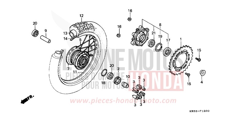 REAR WHEEL for Dominator 250 FIGHTING RED (R134) from 1990